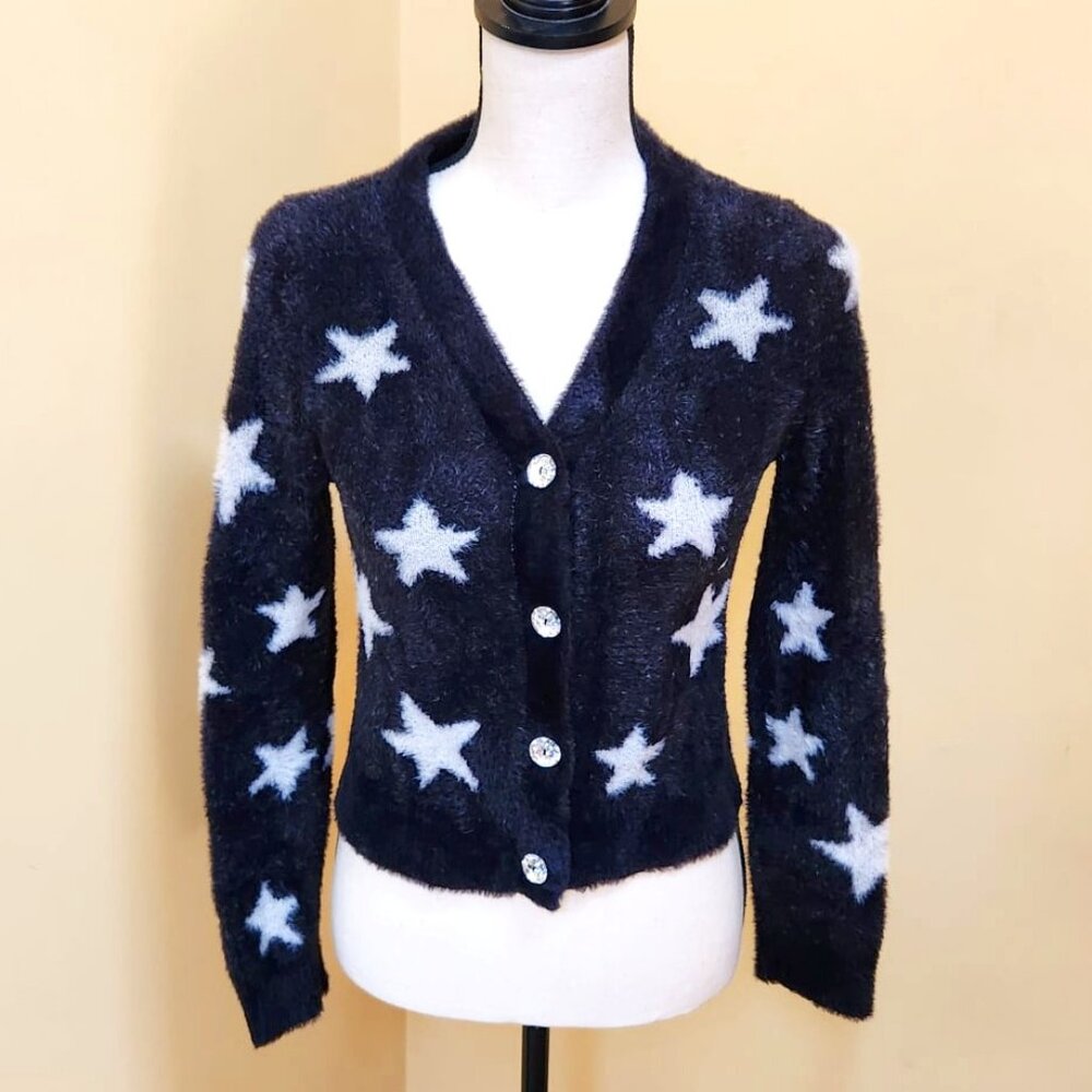 SO Gem Button-up Star Plush Sweater - XL Child